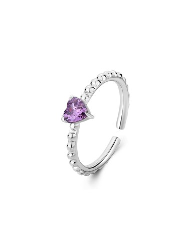 Anello regolabile S'AGAPO' Dazzly SDZ125 in acciaio 316L con cuore ...