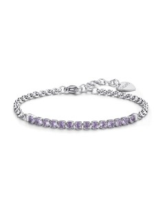 Bracciale S'AGAPO' Dazzly SDZ83 in acciaio 316L con centrale violet...