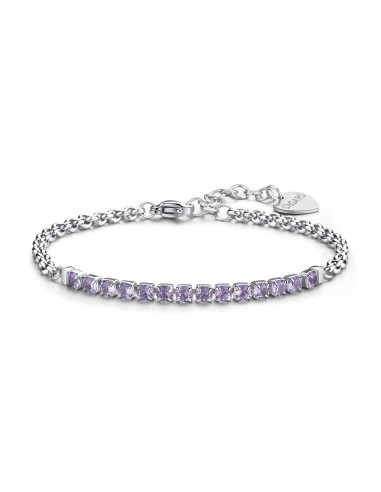 Bracciale S'AGAPO' Dazzly SDZ83 in acciaio 316L con centrale violet...