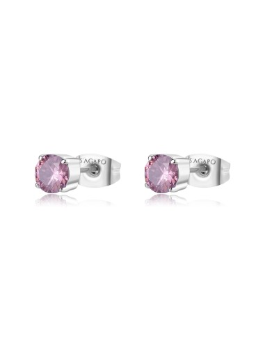 Orecchini S'AGAPO' Dazzly SDZ90 in acciaio 316L con cristalli pink ...