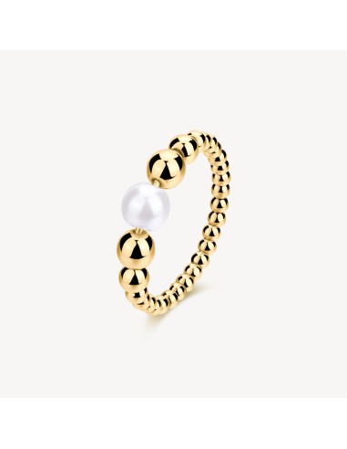 Anello BROSWAY Perfect BPC35C in acciaio 316L dorato con sfere e pe...