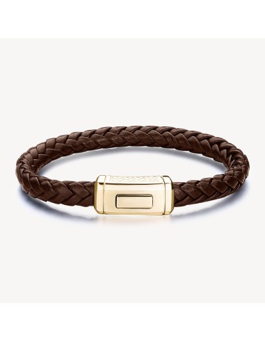 Bracciale BROSWAY Logan BOA12A in pelle marrone ed elemento in acci...