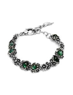 Bracciale GIOVANNI RASPINI Margherite Garden in argento 925 agata verde e quarzo tormalinato 11206