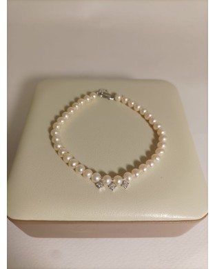 Bracciale COMETE GIOIELLI in oro bianco 18Kt perle e diamanti BRQ 3...
