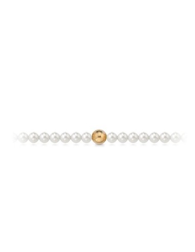 Bracciale elastico con perle e sfera in oro giallo B-279AMOLLA only...