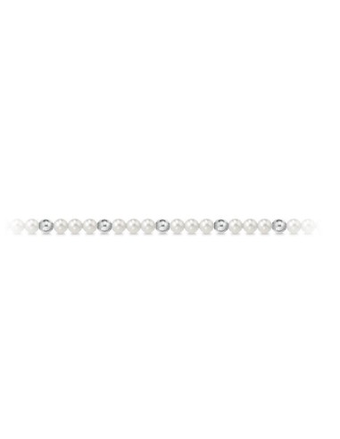 Bracciale in oro bianco con perle e sfere in oro bianco B-299BL onl...