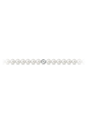 Bracciale in oro bianco con perle e sfera in oro bianco B-297BL onl...