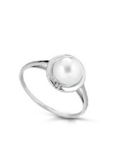 Acquista Anello in oro bianco 18Kt con diamanti e perla naturali B-...