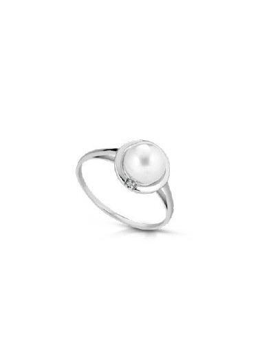 Anello in oro con diamanti naturali e perla B-4073B only 182,00 € o...