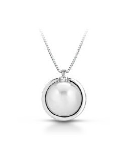 Acquista Girocollo in oro bianco 18Kt con diamanti e perla naturali...