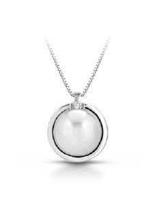 Acquista Girocollo in oro bianco 18Kt con diamanti e perla naturali...