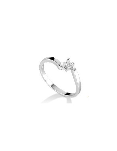 Acquista Anello solitario in oro bianco 18Kt con diamanti naturali ...