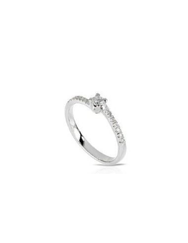 Anello solitario in oro bianco 18Kt con diamanti naturali C-ANSOL79...