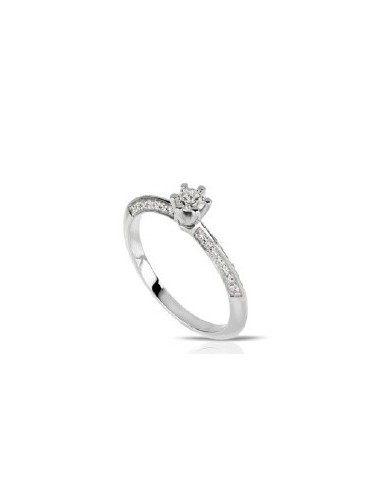 Anello solitario in oro bianco 18Kt con diamanti naturali F-ANSOL81...