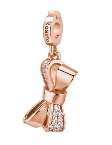 Charm ROSATO Storie in argento 925 placcato oro rosa RZ055 Fiocco  ...