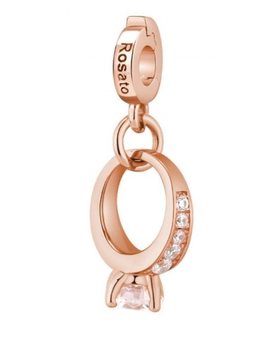 Charm ROSATO Storie in argento 925 placcato oro rosa RZ065 Solitari...