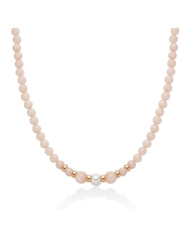 Acquista Collana MILUNA in argento 925 placcato oro rosa e giada co...