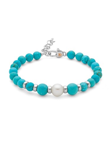 Acquista Bracciale MILUNA in argento 925 con perla e turchese PBR35...