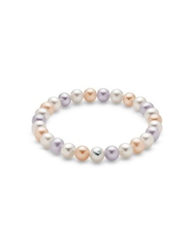 Bracciale MILUNA in argento 925 con perle bianche lavanda e pesca P...