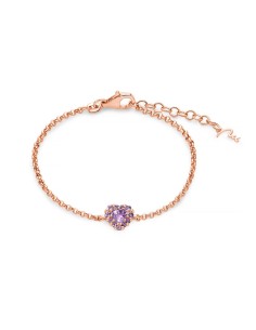 Bracciale MILUNA in argento 925 placcato oro rosa con ametista tagl...