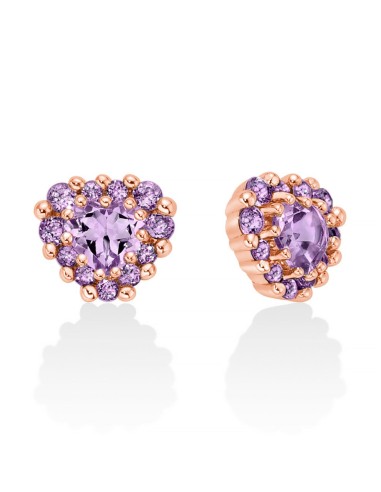 Orecchini MILUNA in argento 925 placcato oro rosa con ametista tagl...