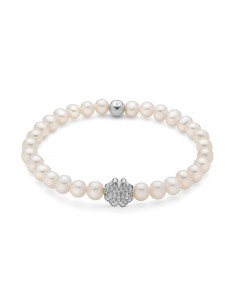 Bracciale MILUNA in argento 925 con perle e centrale quadrifoglio c...