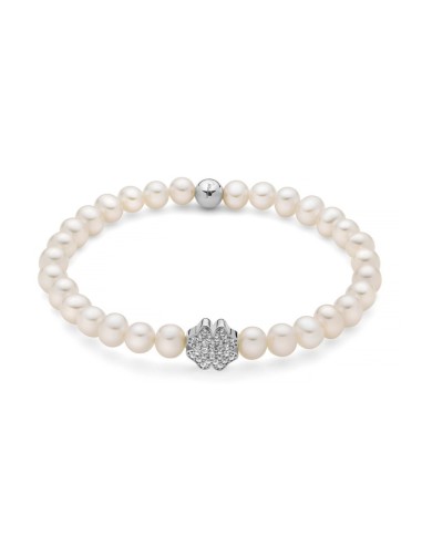 Bracciale MILUNA in argento 925 con perle e centrale quadrifoglio c...