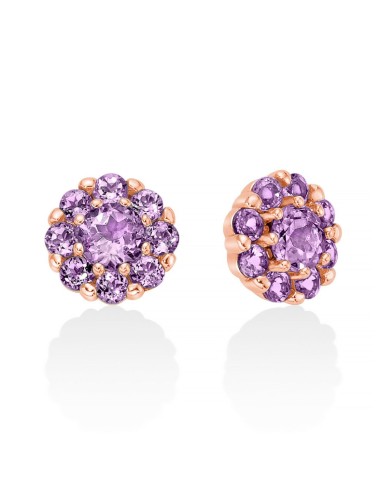 Orecchini MILUNA in argento 925 placcato oro rosa con ametista tagl...