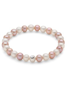 Bracciale MILUNA in argento 925 con perle bianche e pesca PBR1670 o...