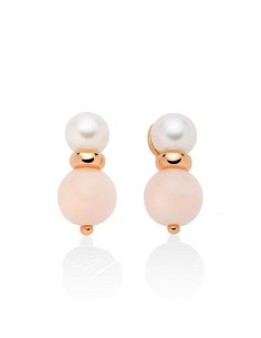 Orecchini MILUNA in argento 925 placcato oro rosa con perle e giada...