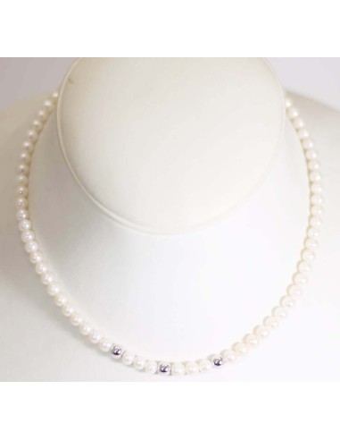 Collana in oro bianco con perle e sfere in oro bianco B-198BL only ...