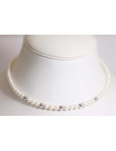 Acquista Collana in oro bianco 18Kt con perle naturali e sfere in o... 2