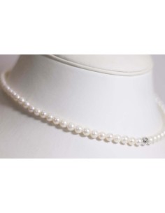 Acquista Collana in oro bianco 18Kt con perle naturali e sfera in o... 2