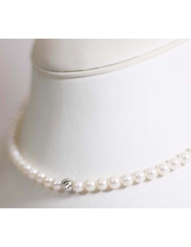 Collana in oro bianco con perle e sfera in oro bianco B-197B/RIG on...