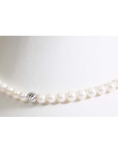 Collana in oro bianco con perle e sfera in oro bianco B-197B/RIG on...
