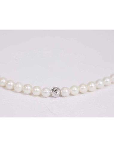Collana in oro bianco con perle e sfera in oro bianco B-197B/RIG on...