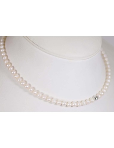 Collana in oro bianco con perle e sfera in oro bianco B-197BL only ...