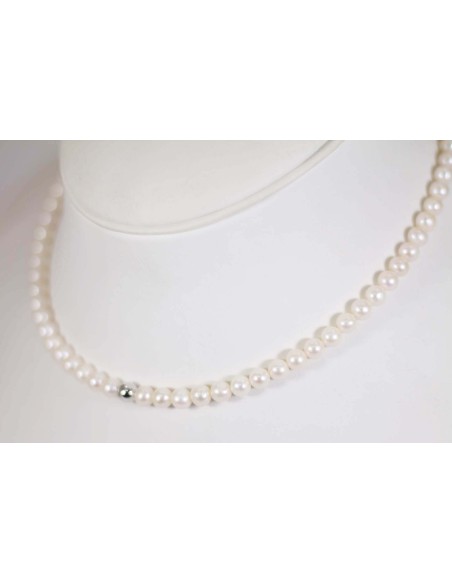 Collana in oro bianco con perle e sfera in oro bianco B-197BL only ...
