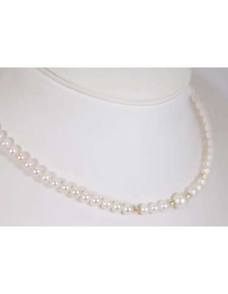 Collana in oro giallo con perle e sfere in oro giallo B-1006A/6 onl...