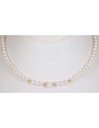 Collana in oro giallo con perle e sfere in oro giallo B-1006A/6 onl...