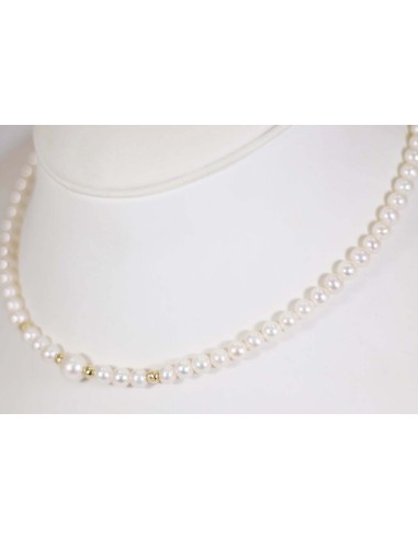 Collana in oro giallo con perle e sfere in oro giallo B-1006A/6 onl...