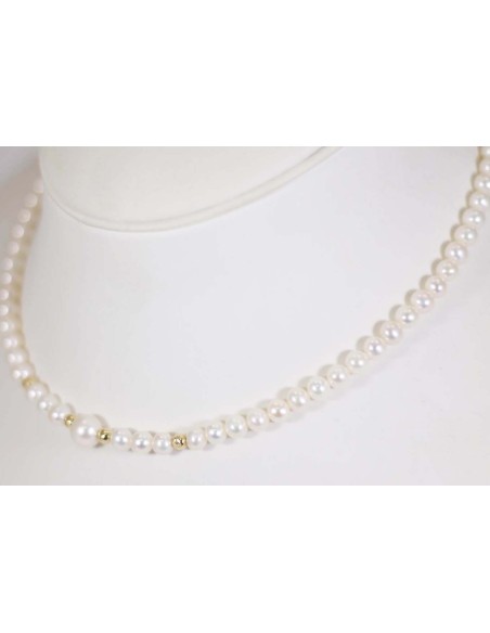 Collana in oro giallo con perle e sfere in oro giallo B-1006A/6 onl...