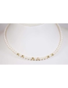 Acquista Collana in oro giallo 18Kt con perle naturali e sfere in o... 2