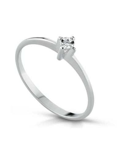 Anello solitario in oro bianco 18Kt con diamanti naturali C-8134001...