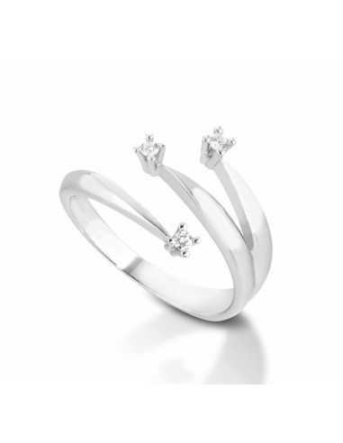 Acquista Anello trilogy in oro bianco 18Kt con diamanti naturali F-...