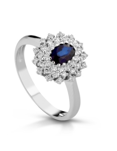 Anello in oro bianco 18Kt con diamanti e zaffiri F-ANIMPERIAL/1Z on...