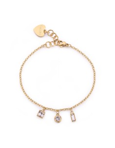 Bracciale S'AGAPO Luce in acciaio 316L dorato SCE26 con cristalli p...