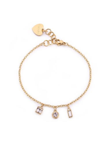 Bracciale S'AGAPO Luce in acciaio 316L dorato SCE26 con cristalli p...