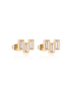 Orecchini S'AGAPO Luce in acciaio 316L dorato SCE32 con cristalli r...