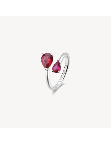 Anello BROSWAY FANCY in argento 925 e cubic zirconia ruby FPR115C M...